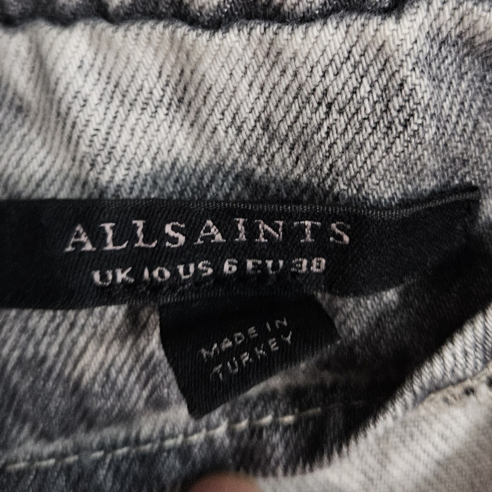 AllSaints Sammy High Rise Paperbag Jeans Gray 100% Cotton US Size 6 - Picture 5 of 5